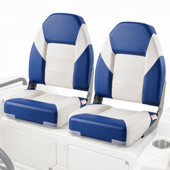 VEVOR Boat Seats, 21.85" High Back Boat Seat, Folding Boat Chair with Thickened Sponge Padding and Hinge, Fold-Down