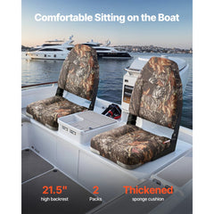 VEVOR Boat Seat, High Backrest, Folding Fishing Boat Seat with Thickened Sponge Cushion & PU Polyester Fabric, Aluminum