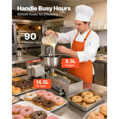 VEVOR Commercial Automatic Donuts Machine, Single Row Donuts Making Equipment, 90 pcs/hour Electric High Power Doughnut