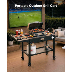 VEVOR Outdoor Grill Cart, 31.0 x 17.0 inch Tabletop Size Grilling Table, Foldable Outdoor Cooking Table with Tissue