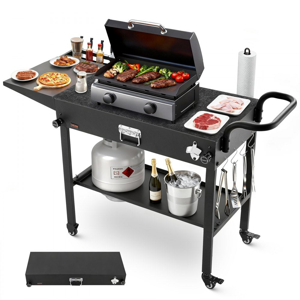 VEVOR Outdoor Grill Cart, 31.0 x 17.0 inch Tabletop Size Grilling Table, Foldable Outdoor Cooking Table with Tissue