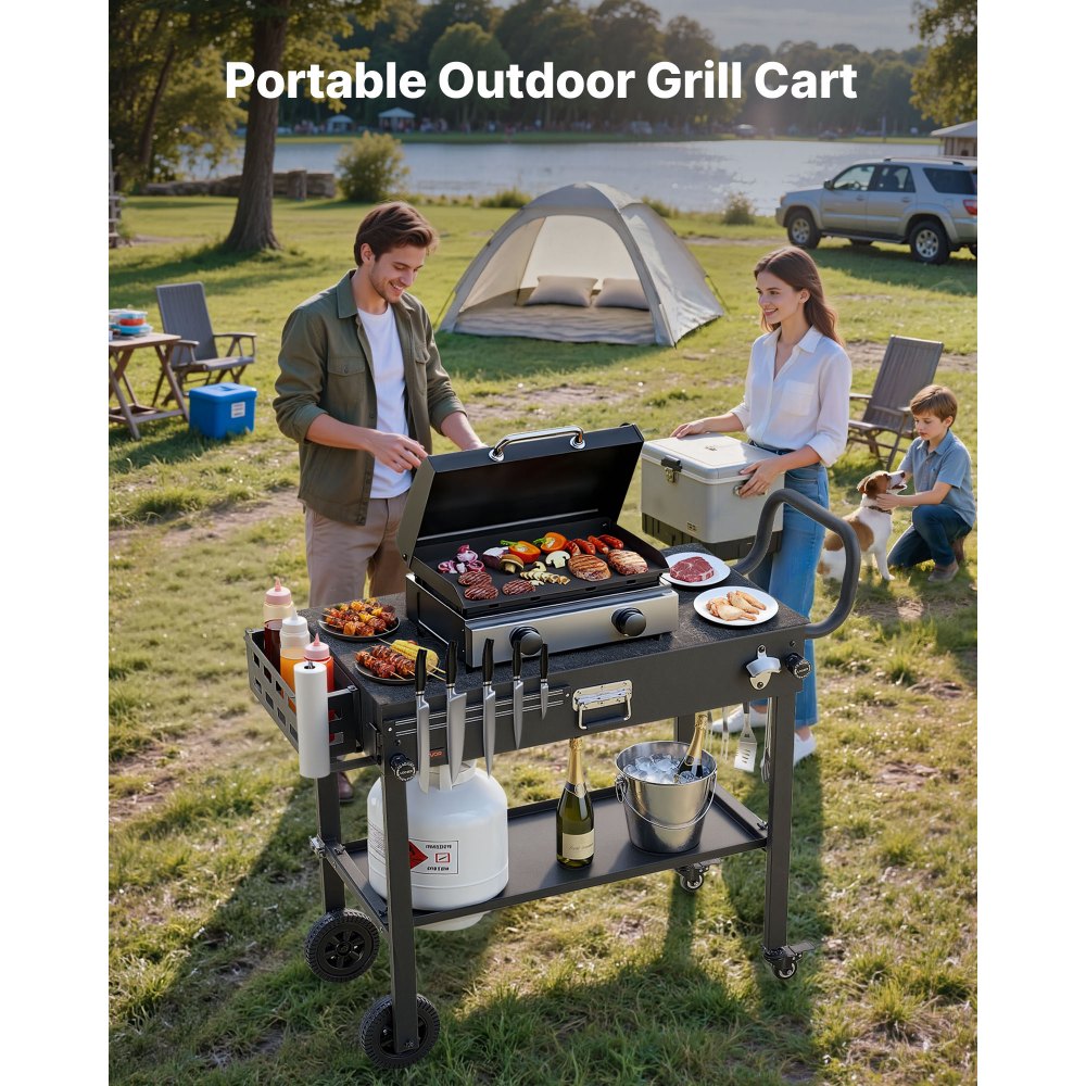 VEVOR Outdoor Grill Cart, 31.0 x 17.0 inch Tabletop Size Grilling Table, Foldable Outdoor Cooking Table with Tissue