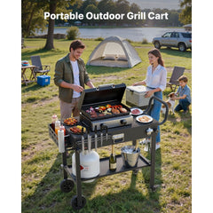 VEVOR Outdoor Grill Cart, 31.0 x 17.0 inch Tabletop Size Grilling Table, Foldable Outdoor Cooking Table with Tissue