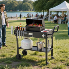 VEVOR Outdoor Grill Cart, 31.0 x 17.0 inch Tabletop Size Grilling Table, Foldable Outdoor Cooking Table with Tissue