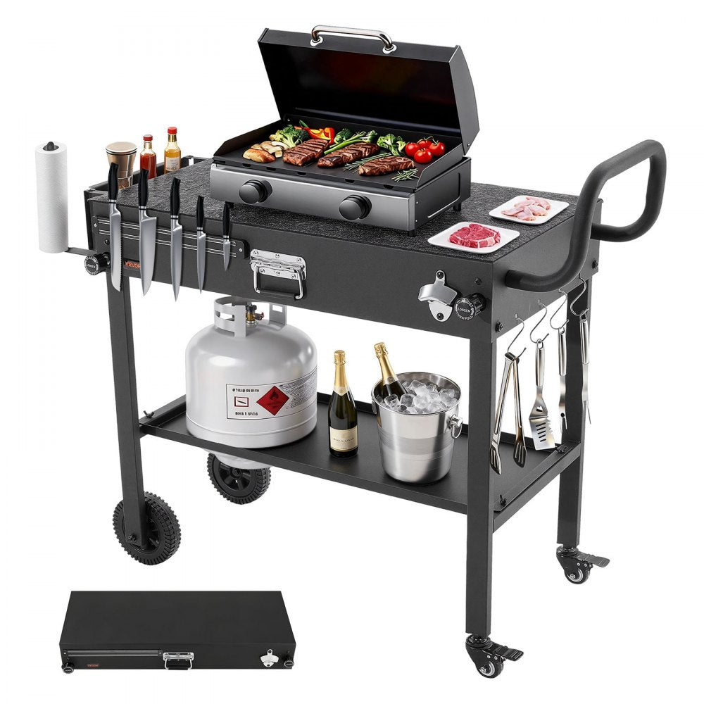 VEVOR Outdoor Grill Cart, 31.0 x 17.0 inch Tabletop Size Grilling Table, Foldable Outdoor Cooking Table with Tissue