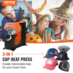 VEVOR 3-in-1 Auto Hat Heat Press with 3pcs Interchangeable Platens(6.6" x 2.7", 6.6" x 3.8", 6.1" x 3"), Automatic