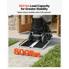 VEVOR Portable Wheelchair Ramp, 2FT, Non-Slip Aluminum Folding Handicap Ramp for Wheelchair, 800 lbs Capacity, Door