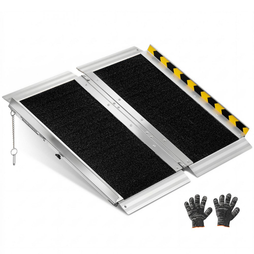 VEVOR Portable Wheelchair Ramp, 2FT, Non-Slip Aluminum Folding Handicap Ramp for Wheelchair, 800 lbs Capacity, Door
