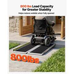 VEVOR Portable Wheelchair Ramp, 4FT, Non-Slip Aluminum Folding Handicap Ramp for Wheelchair, 800 lbs Capacity, Door