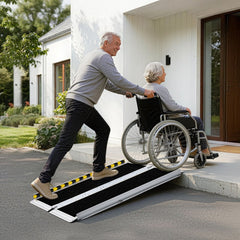 VEVOR Portable Wheelchair Ramp, 4FT, Non-Slip Aluminum Folding Handicap Ramp for Wheelchair, 800 lbs Capacity, Door