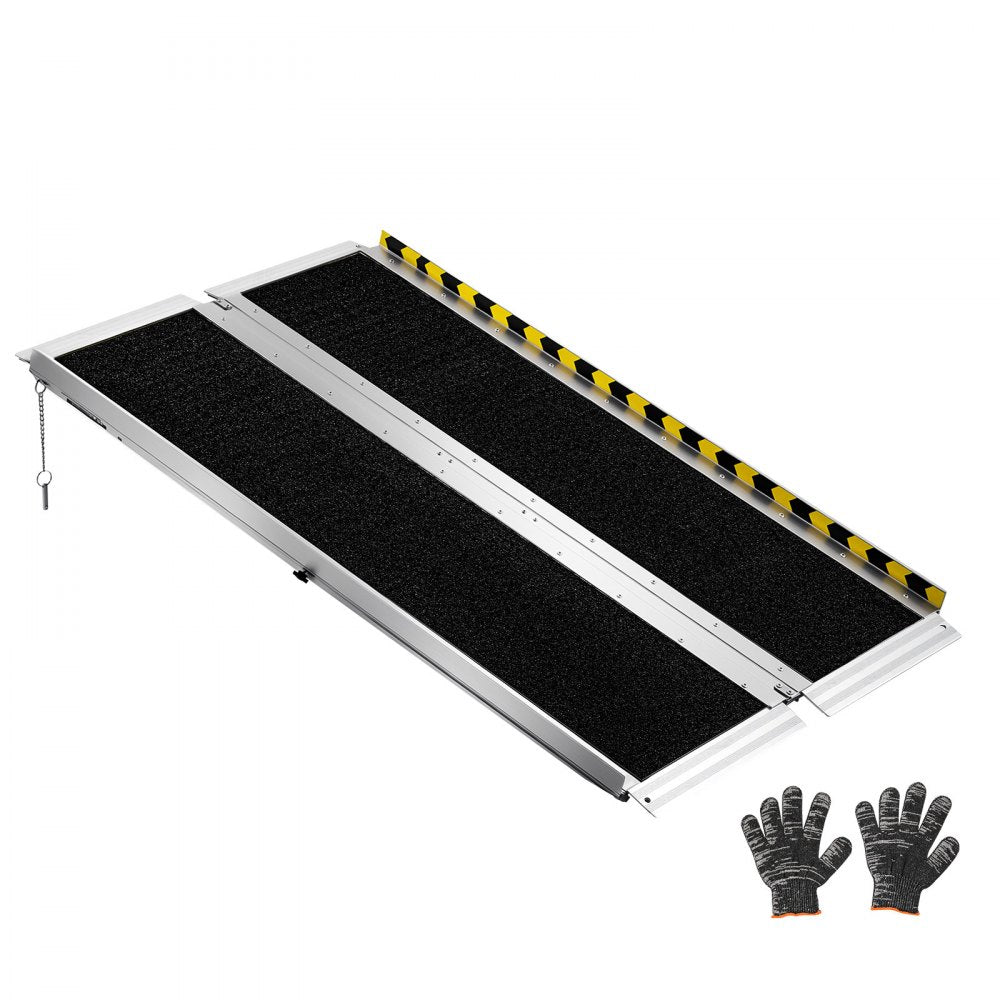 VEVOR Portable Wheelchair Ramp, 4FT, Non-Slip Aluminum Folding Handicap Ramp for Wheelchair, 800 lbs Capacity, Door