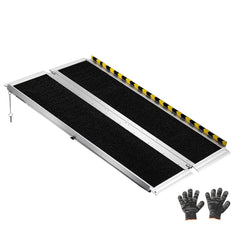 VEVOR Portable Wheelchair Ramp, 4FT, Non-Slip Aluminum Folding Handicap Ramp for Wheelchair, 800 lbs Capacity, Door