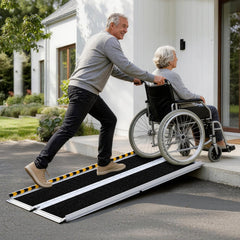 VEVOR Portable Wheelchair Ramp, 5FT, Non-Slip Aluminum Folding Handicap Ramp for Wheelchair, 800 lbs Capacity, Door