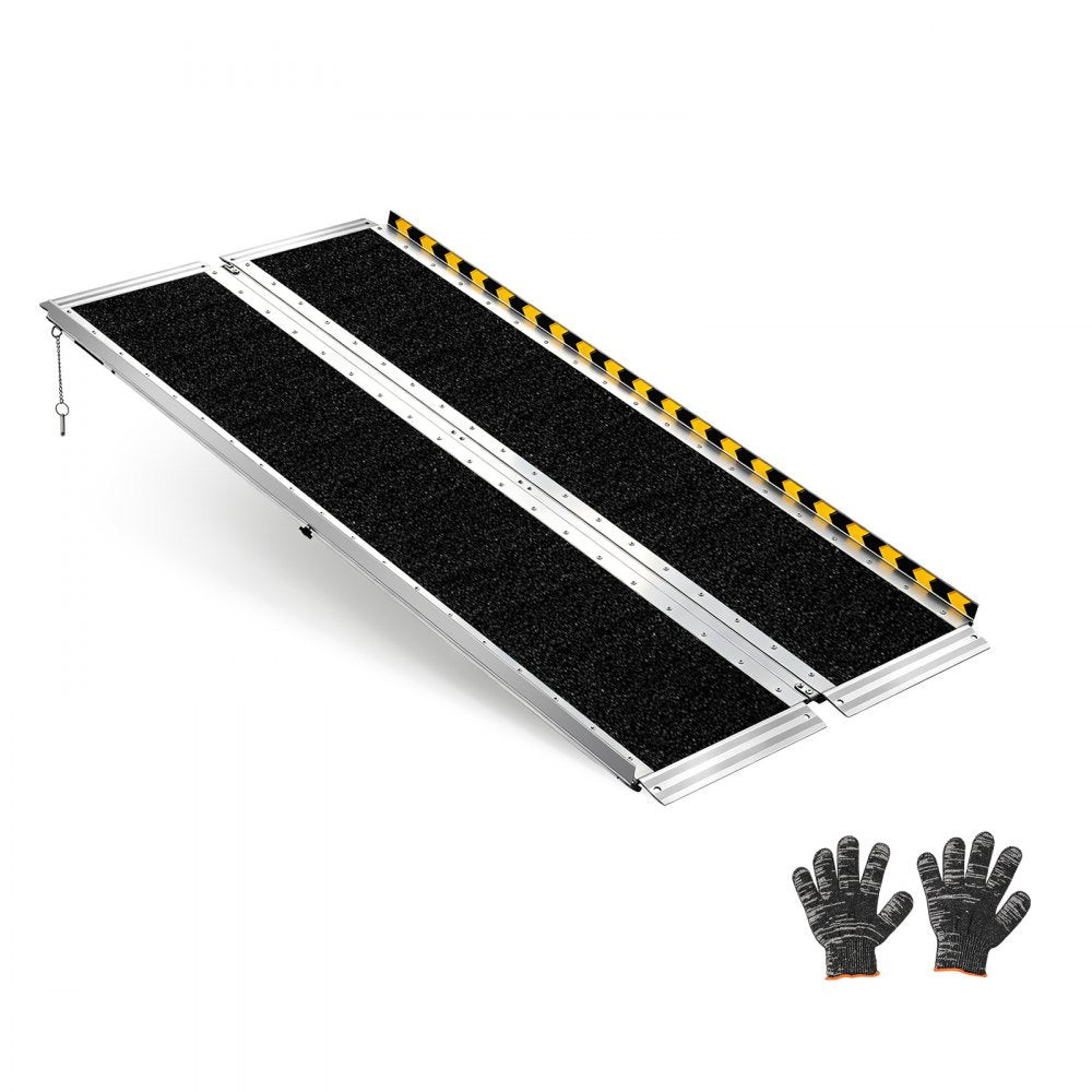 VEVOR Portable Wheelchair Ramp, 5FT, Non-Slip Aluminum Folding Handicap Ramp for Wheelchair, 800 lbs Capacity, Door