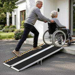 VEVOR Portable Wheelchair Ramp, 6FT, Non-Slip Aluminum Folding Handicap Ramp for Wheelchair, 800 lbs Capacity, Door