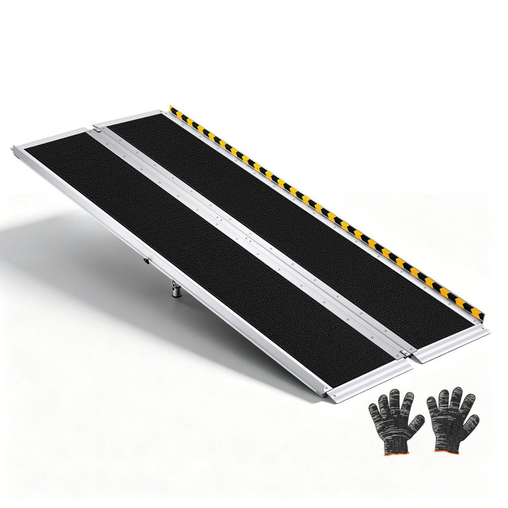 VEVOR Portable Wheelchair Ramp, 6FT, Non-Slip Aluminum Folding Handicap Ramp for Wheelchair, 800 lbs Capacity, Door