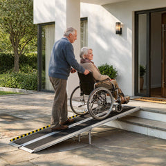 VEVOR Portable Wheelchair Ramp, 7FT, Non-Slip Aluminum Folding Handicap Ramp for Wheelchair, 800 lbs Capacity, Door