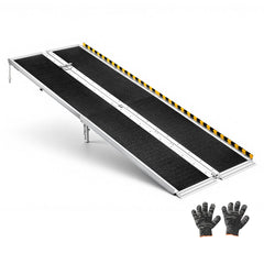 VEVOR Portable Wheelchair Ramp, 7FT, Non-Slip Aluminum Folding Handicap Ramp for Wheelchair, 800 lbs Capacity, Door