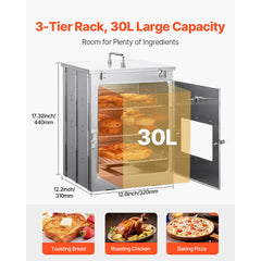 VEVOR Foldable Camping Oven, Stainless Steel Portable Camping Stove, with 3 Tier Grill, Handle and Thermometer, Use