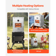 VEVOR Foldable Camping Oven, Stainless Steel Portable Camping Stove, with 3 Tier Grill, Handle and Thermometer, Use