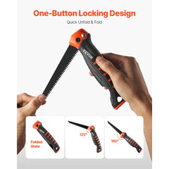 VEVOR Folding Jab Saw, 5 in Foldable Jab Saw with Soft Grip Handle, Folding Drywall Saw with Triple Ground Teeth and
