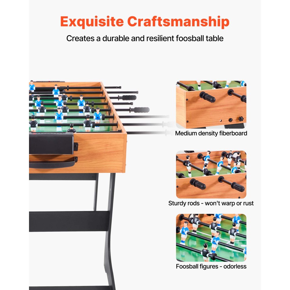 VEVOR Folding Foosball Table, 42 inch Standard Size Table, Indoor Full Size Foosball Tables for Home, Family, and Game