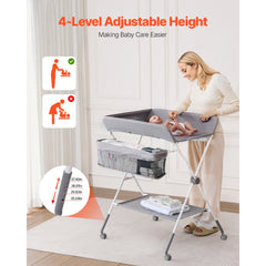 VEVOR Baby Changing Table, Foldable Diaper Change Station with Side Basket, Adjustable Height Portable Changing Table