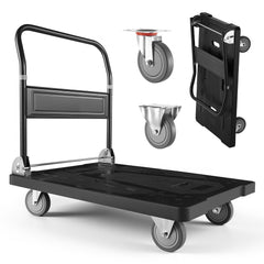 VEVOR Foldable Push Cart Dolly, 1000 lbs Capacity, Folding Platform Truck with Swivel Wheels, Moving Platform Hand