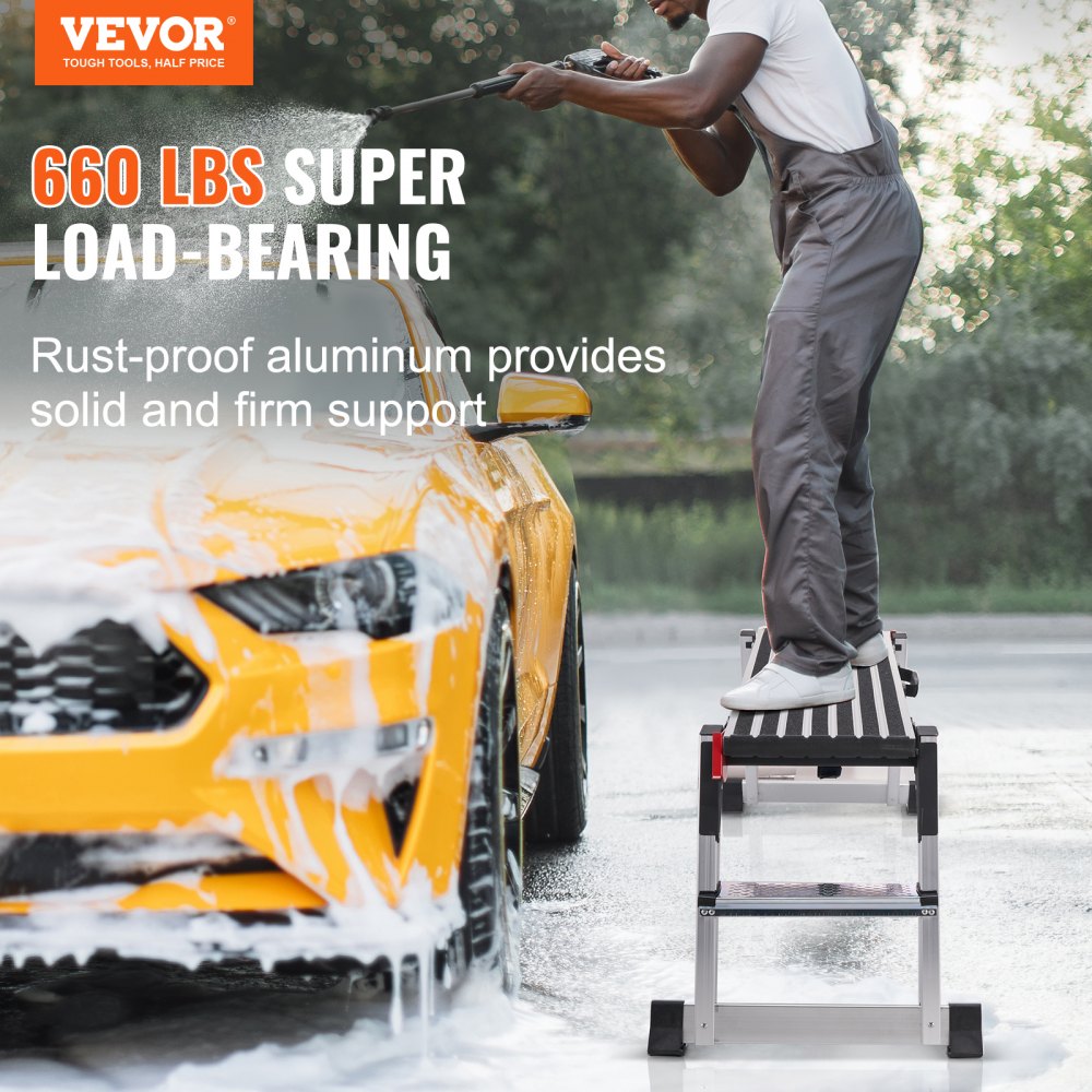 VEVOR Folding Work Platform, 660 lbs Load Capacity, Aluminum Drywall Stool Ladder, Heavy Duty Work Bench w/ Non-Slip