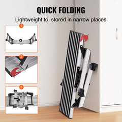 VEVOR Folding Work Platform, 660 lbs Load Capacity, Aluminum Drywall Stool Ladder, Heavy Duty Work Bench w/ Non-Slip