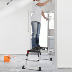 VEVOR Folding Work Platform, 660 lbs Load Capacity, Aluminum Drywall Stool Ladder, Heavy Duty Work Bench w/ Non-Slip