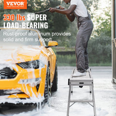 VEVOR Folding Work Platform, 330 lbs Load Capacity, Aluminum Drywall Stool Ladder, Heavy Duty Work Bench w/ Non-Slip