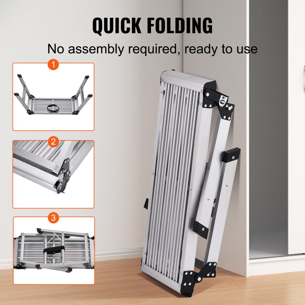 VEVOR Folding Work Platform, 330 lbs Load Capacity, Aluminum Drywall Stool Ladder, Heavy Duty Work Bench w/ Non-Slip