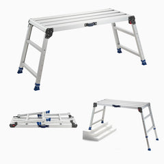 VEVOR Folding Work Platform, Adjustable Height 23-34.5 in, 40 x 18 in Aluminum Step Stool, 500 lbs Load Capacity, Heavy
