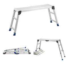 VEVOR Folding Work Platform, Adjustable Height 23-34.5 in, 40 x 12 in Aluminum Step Stool, 500 lbs Load Capacity, Heavy