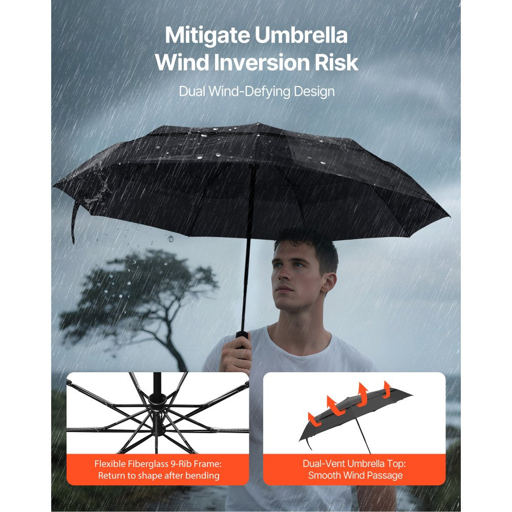 VEVOR Travel Umbrella, 42 in Portable Compact Umbrellas, Automatic Open-Close Umbrella, Lightweight & Durable with