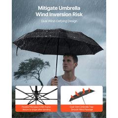 VEVOR Travel Umbrella, 42 in Portable Compact Umbrellas, Automatic Open-Close Umbrella, Lightweight & Durable with