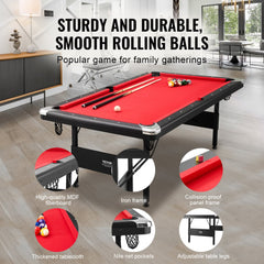 VEVOR Billiards Table, 7 ft Pool Table, Portable Foldable Space-Saving Table, Billiard Table Set Includes Balls, Cues