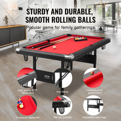 VEVOR Billiards Table, 6.3 ft Pool Table, Portable Foldable Space-Saving Table, Billiard Table Set Includes Balls