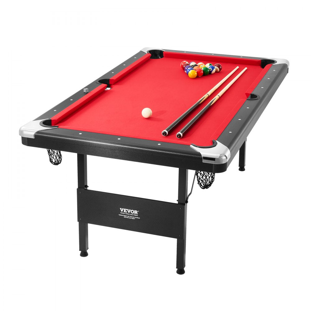 VEVOR Billiards Table, 6.3 ft Pool Table, Portable Foldable Space-Saving Table, Billiard Table Set Includes Balls
