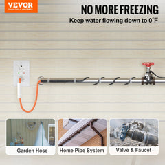 VEVOR Self-Regulating Pipe Heating Cable, 15FT 5W/FT Heat Tape for Pipes Freeze Protection, Water Pipe Heat Cable with