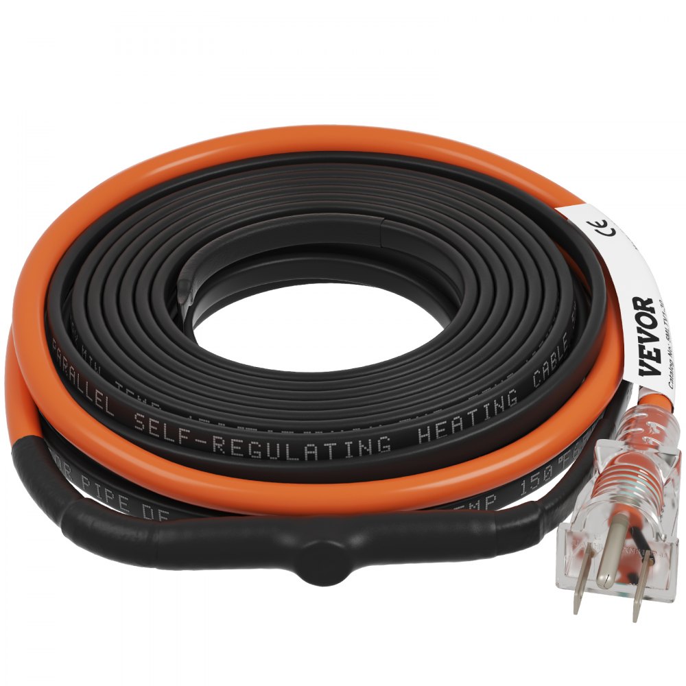 VEVOR Self-Regulating Pipe Heating Cable, 30-feet 5W/ft Heat Tape for Pipes Freeze Protection, Protects PVC Hose, Metal