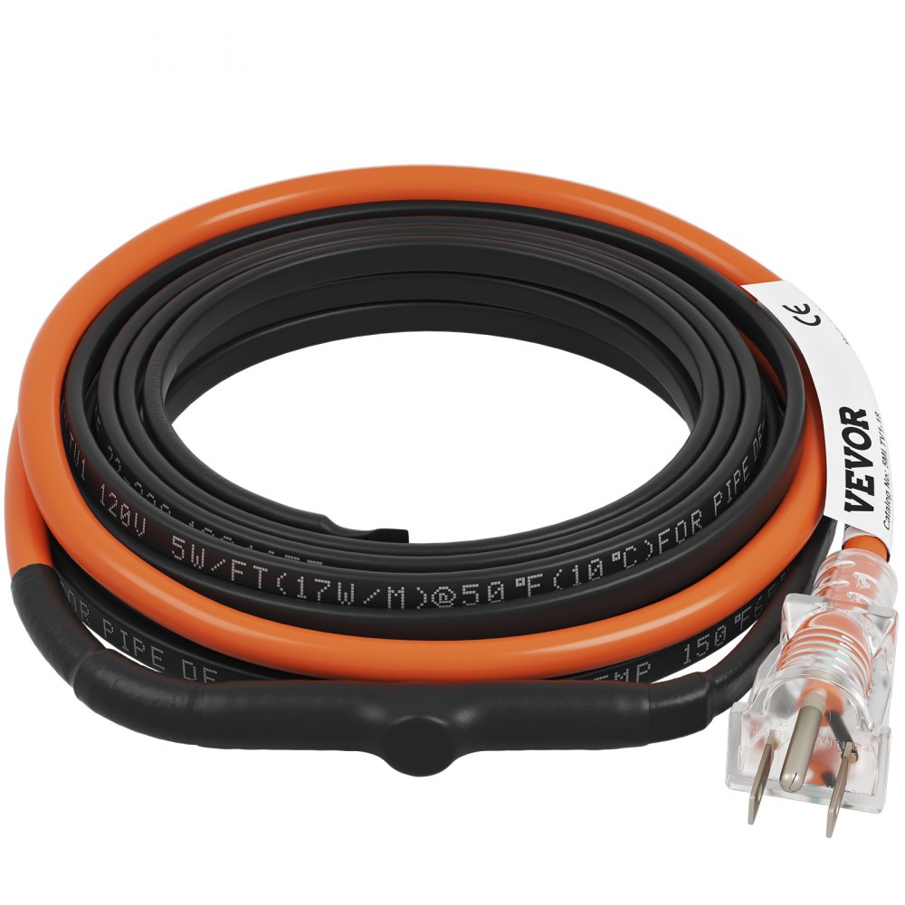 VEVOR Self-Regulating Pipe Heating Cable, 18-feet 5W/ft Heat Tape for Pipes Freeze Protection, Protects PVC Hose, Metal