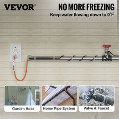 VEVOR Self-Regulating Pipe Heating Cable, 100-feet 5W/ft Heat Tape for Pipes Freeze Protection, Protects PVC Hose