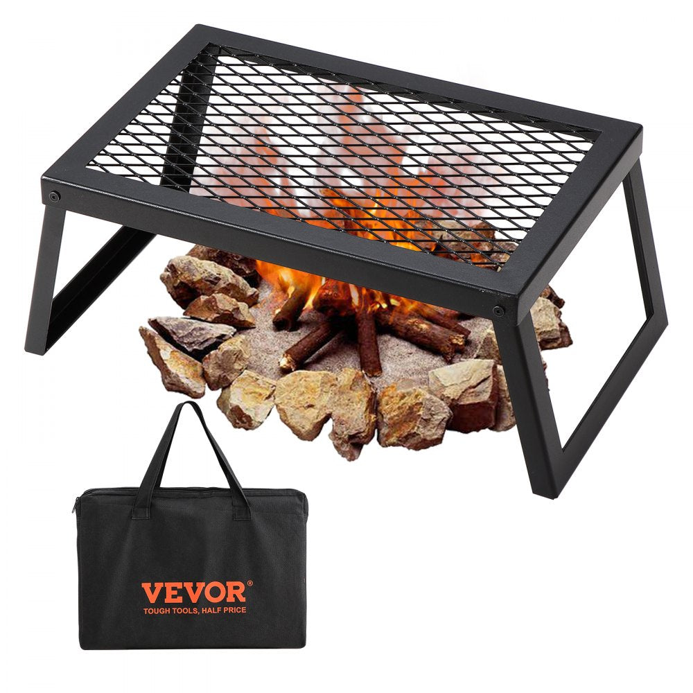 VEVOR Folding Campfire Grill, Heavy Duty Steel Mesh Grate, 18" Portable Camping Grates Over Fire Pit, Camp Fire Cooking
