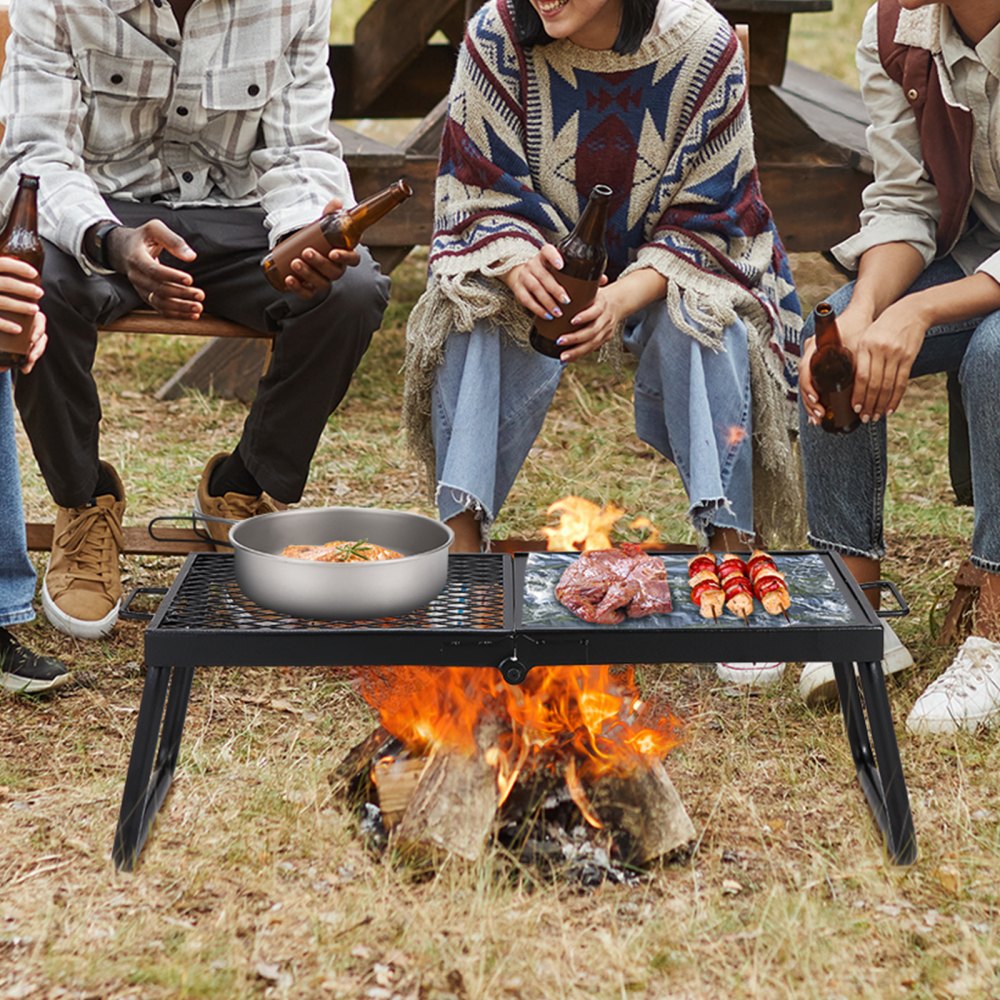 VEVOR Folding Campfire Grill, Heavy Duty Steel Mesh Grate, 22.4" Portable Camping Grates Over Fire Pit, Camp Fire