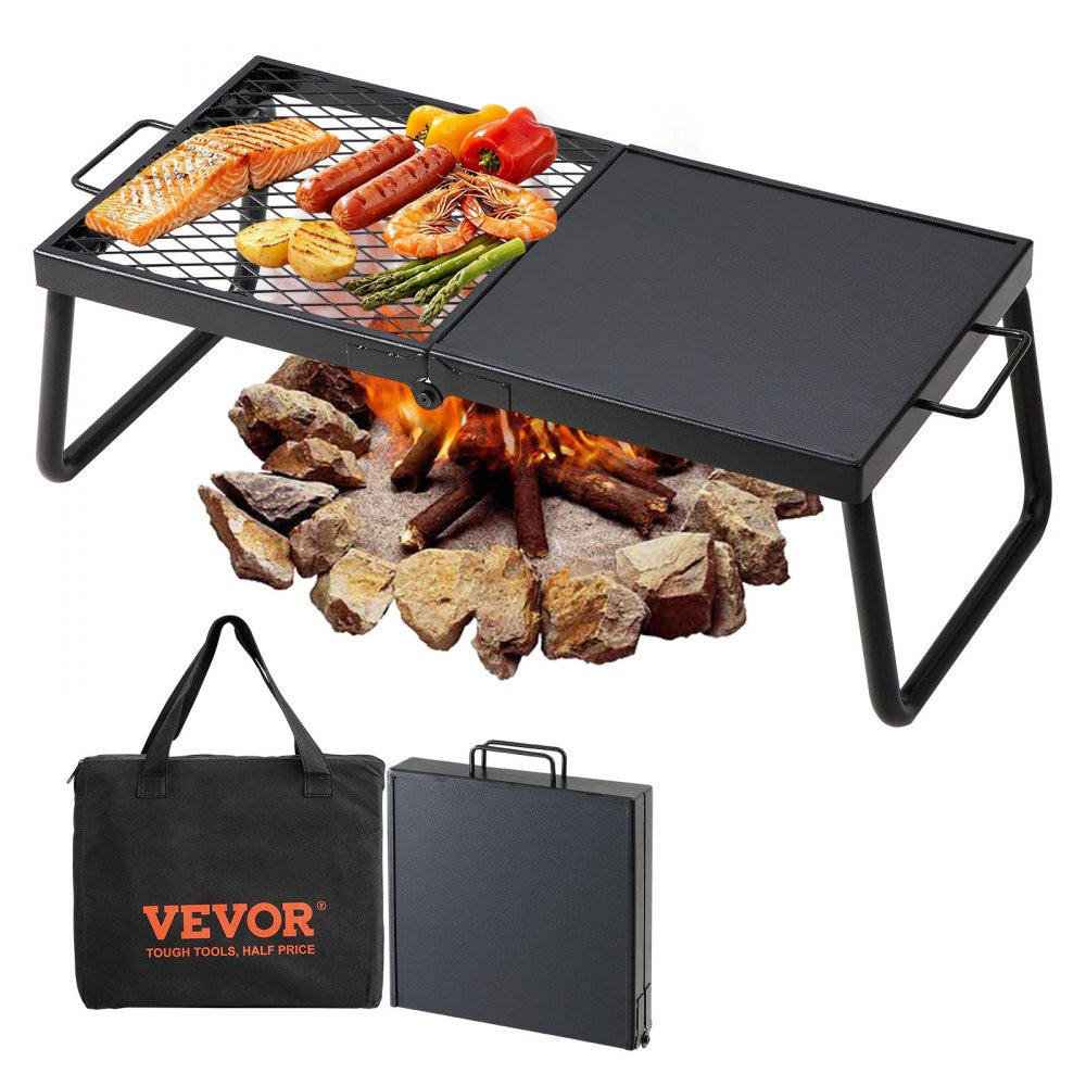 VEVOR Folding Campfire Grill, Heavy Duty Steel Mesh Grate, 22.4" Portable Camping Grates Over Fire Pit, Camp Fire