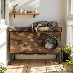 VEVOR Elevated Heated Cat House 25.4W Insulated Shelter with Heated Pad, for Indoor Outdoor Winter Use, 2-Door &