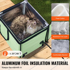 VEVOR Elevated Heated Cat House, Cuboid Kitty Shelter with Adjustable Temperature and Timer, 900D Oxford Cloth Foldable