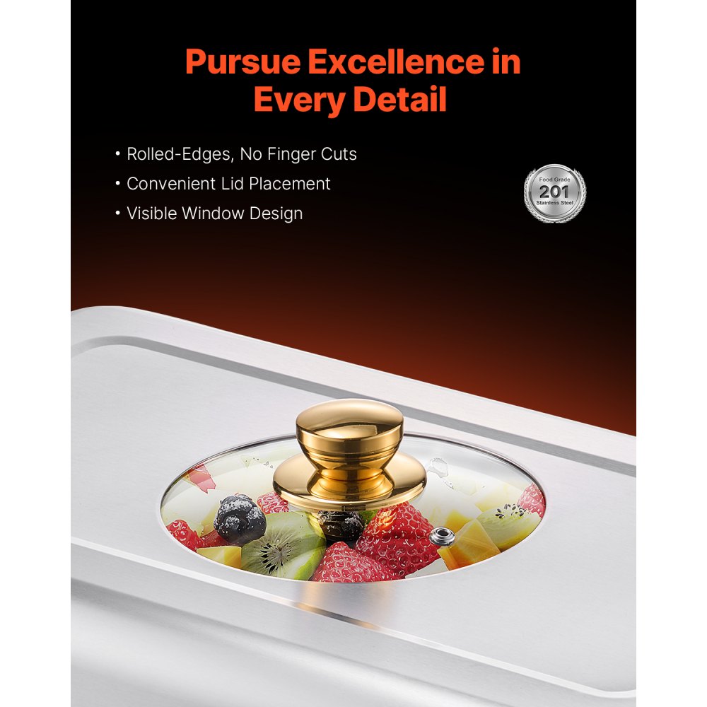 VEVOR Chafing Dish Buffet Set, 8 Qt 4 Pack, Stainless Steel Chafer with 4 Full Size Pans, Rectangle Catering Warmer